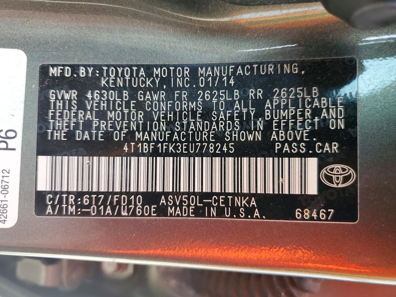 2014 Toyota Camry Le Green vin: 4T1BF1FK3EU778245