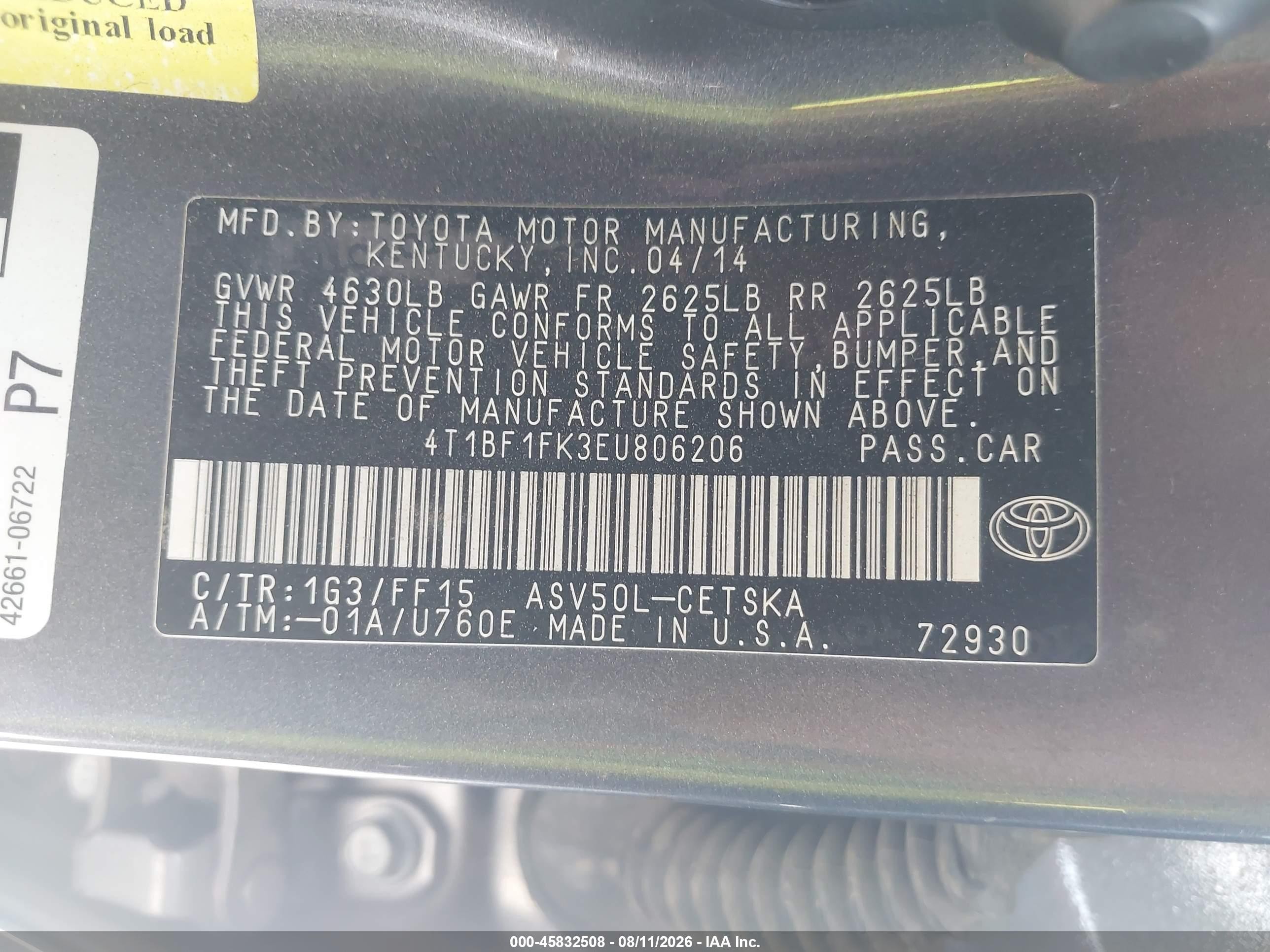 2014 Toyota Camry Se Gray vin: 4T1BF1FK3EU806206