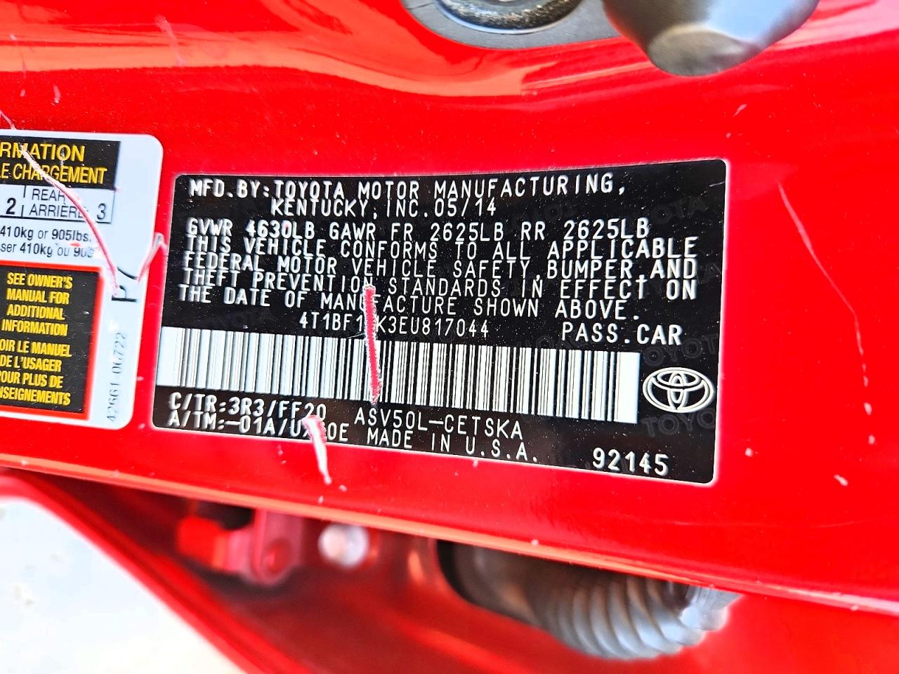 2014 Toyota Camry Se Red vin: 4T1BF1FK3EU817044