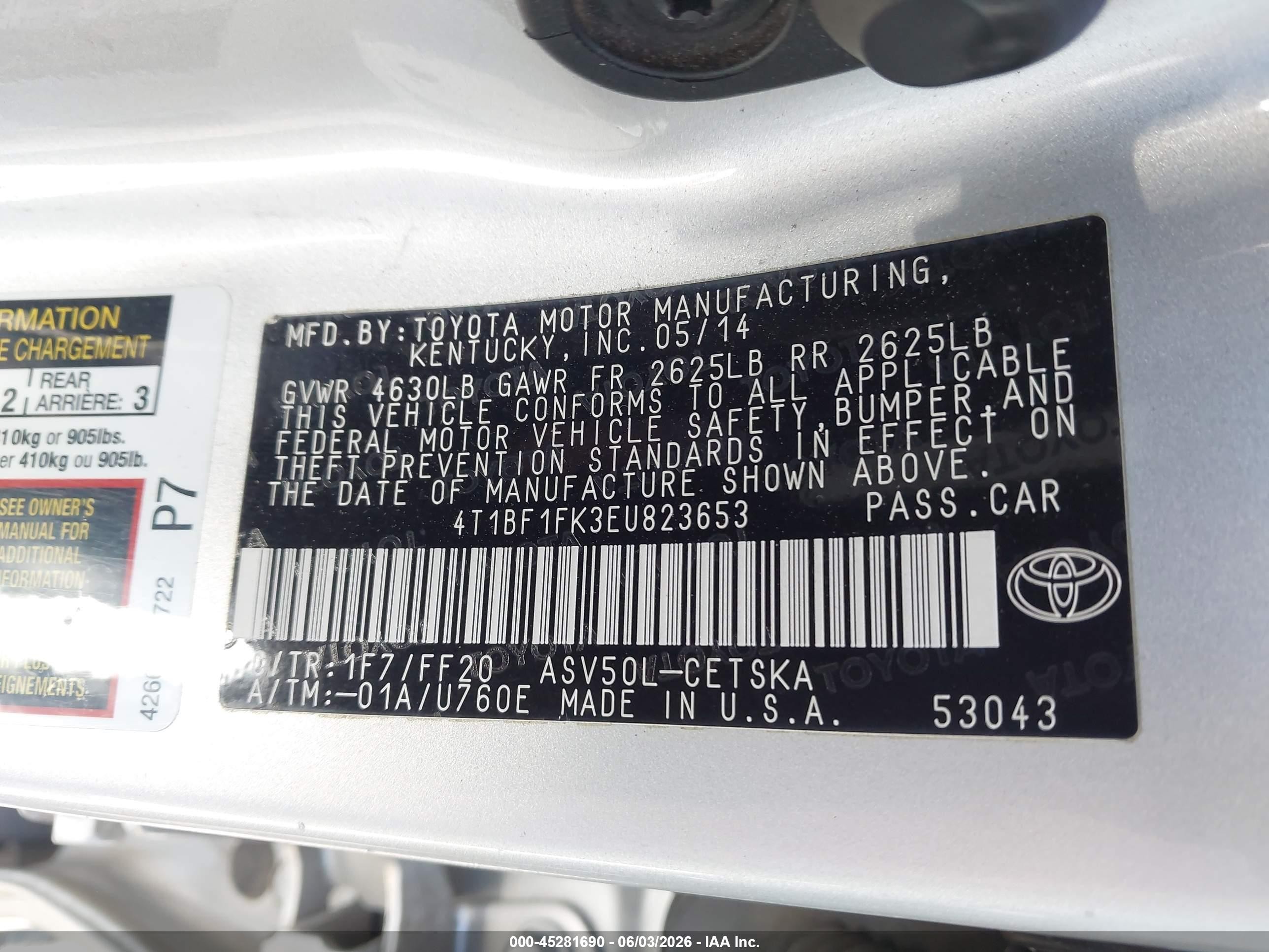 2014 Toyota Camry Se Silver vin: 4T1BF1FK3EU823653