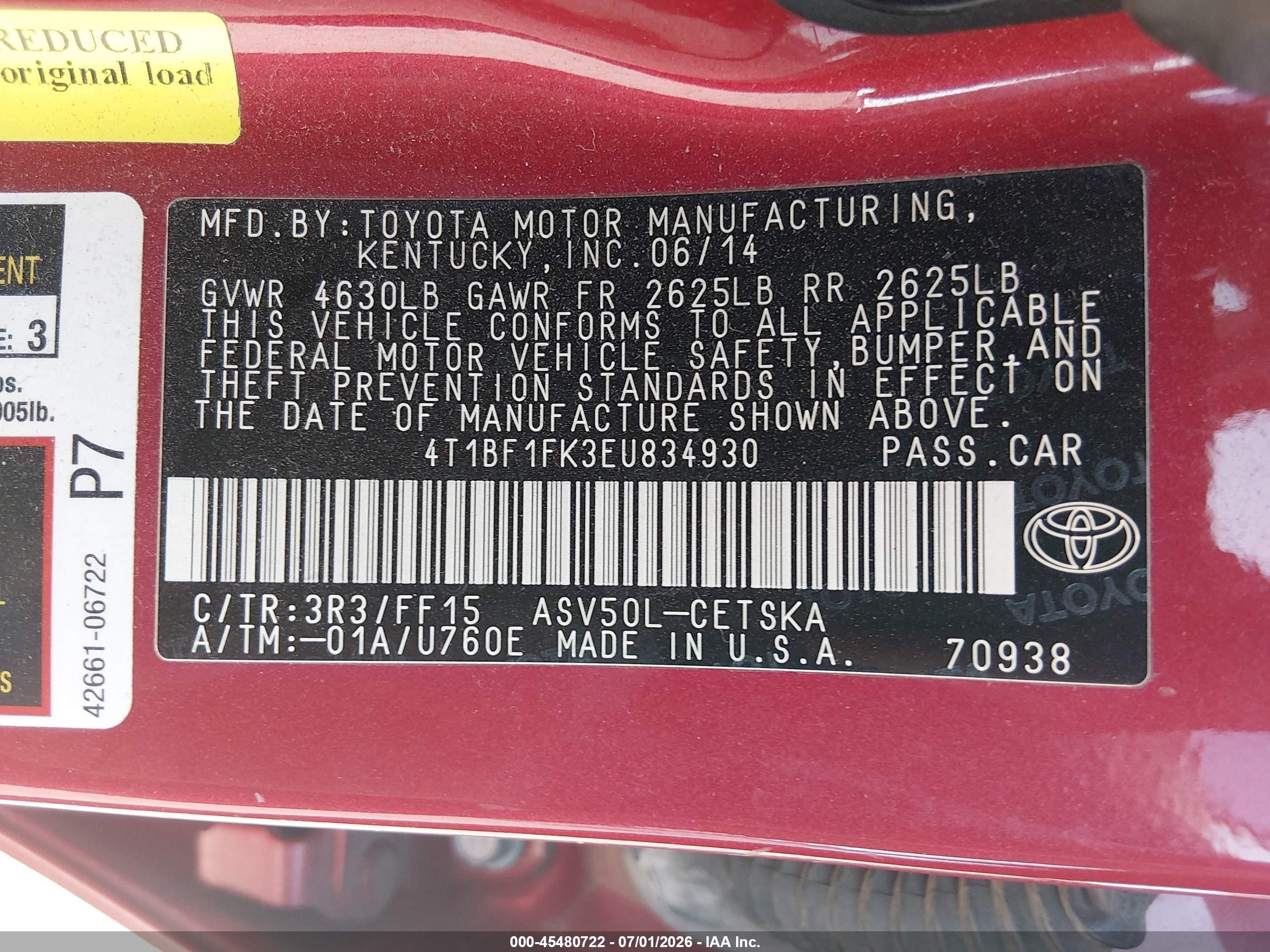 2014 Toyota Camry Se Красный vin: 4T1BF1FK3EU834930