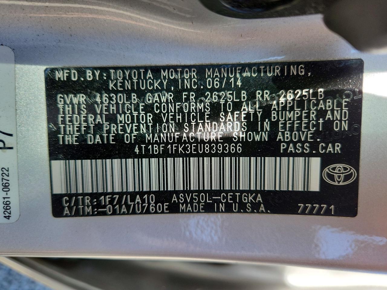 2014 Toyota Camry Xle Серебряный vin: 4T1BF1FK3EU839366