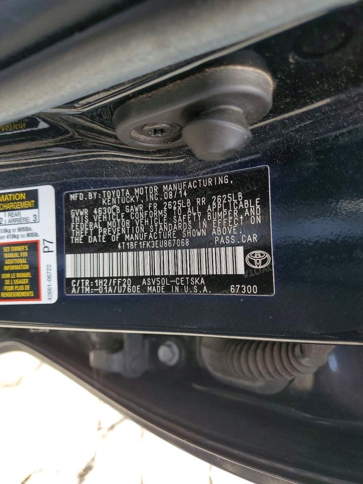 2014 Toyota Camry Se Black vin: 4T1BF1FK3EU867068