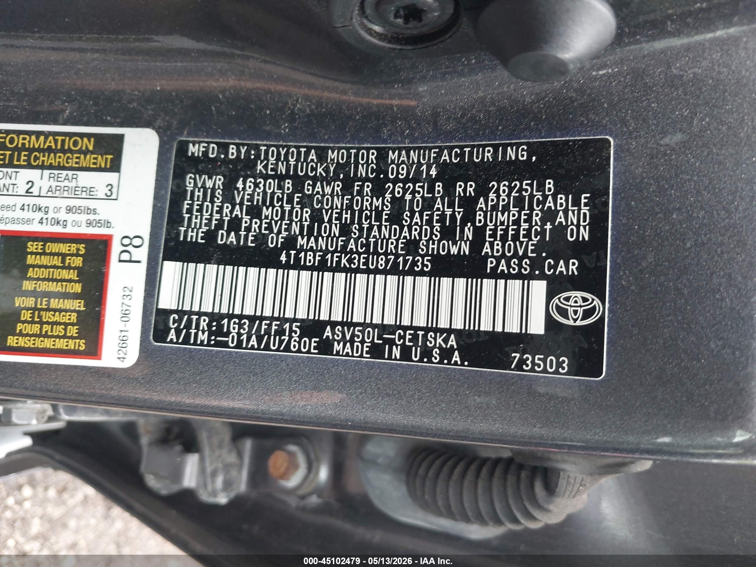 2014 Toyota Camry Se Sport Gray vin: 4T1BF1FK3EU871735