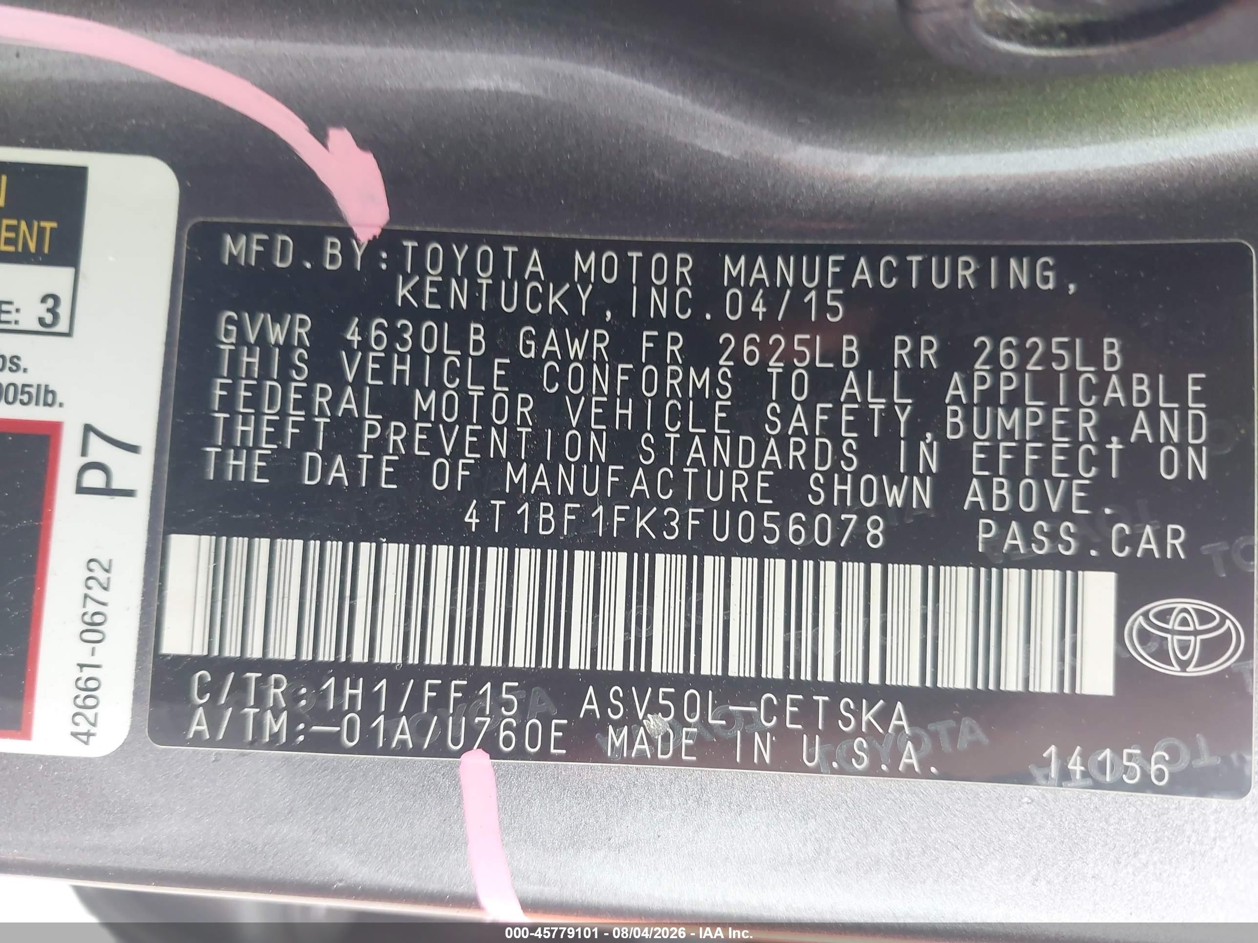 2015 Toyota Camry Se Brown vin: 4T1BF1FK3FU056078
