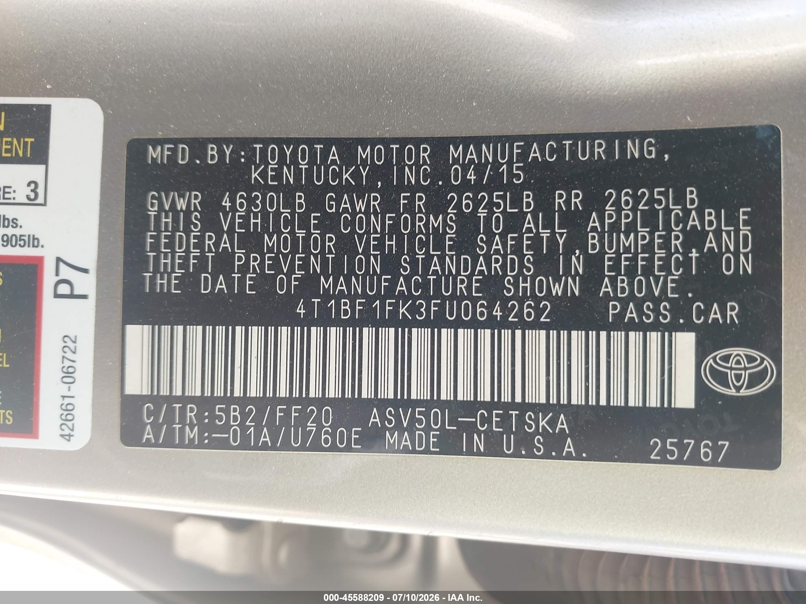 2015 Toyota Camry Se Золотой vin: 4T1BF1FK3FU064262