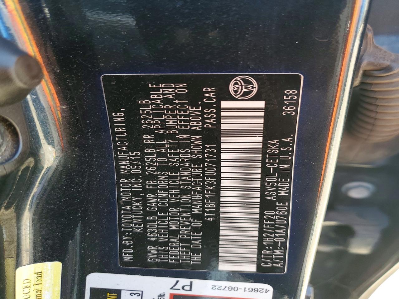 2015 Toyota Camry Se Blue vin: 4T1BF1FK3FU071731