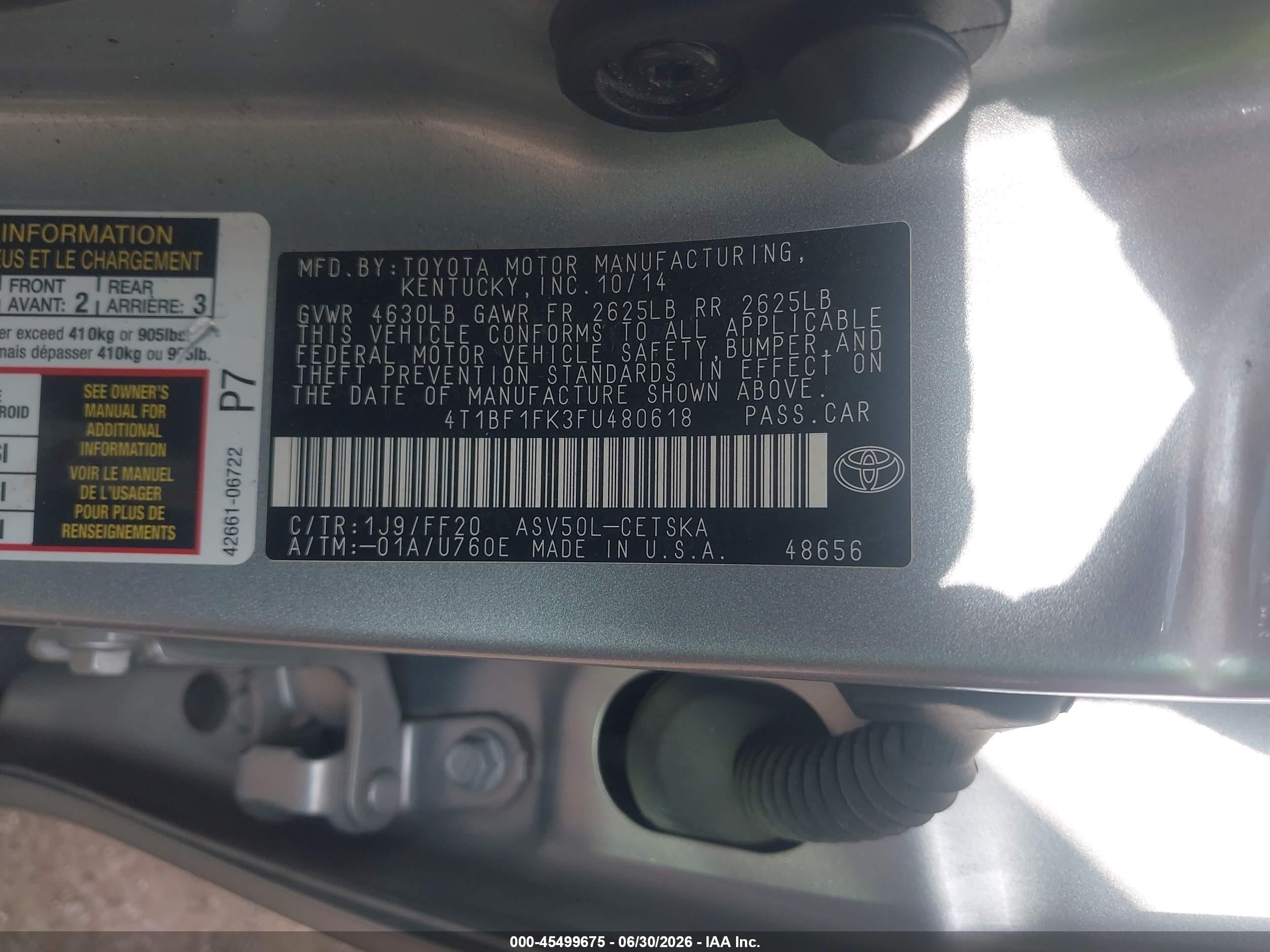 2015 Toyota Camry Se Silver vin: 4T1BF1FK3FU480618