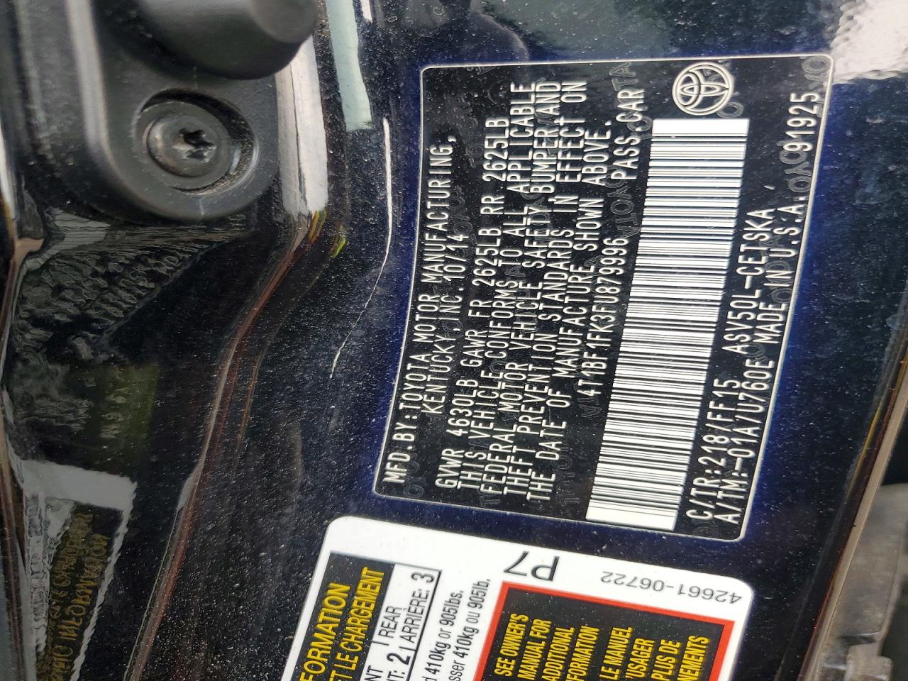 2015 Toyota Camry Se Black vin: 4T1BF1FK3FU879996