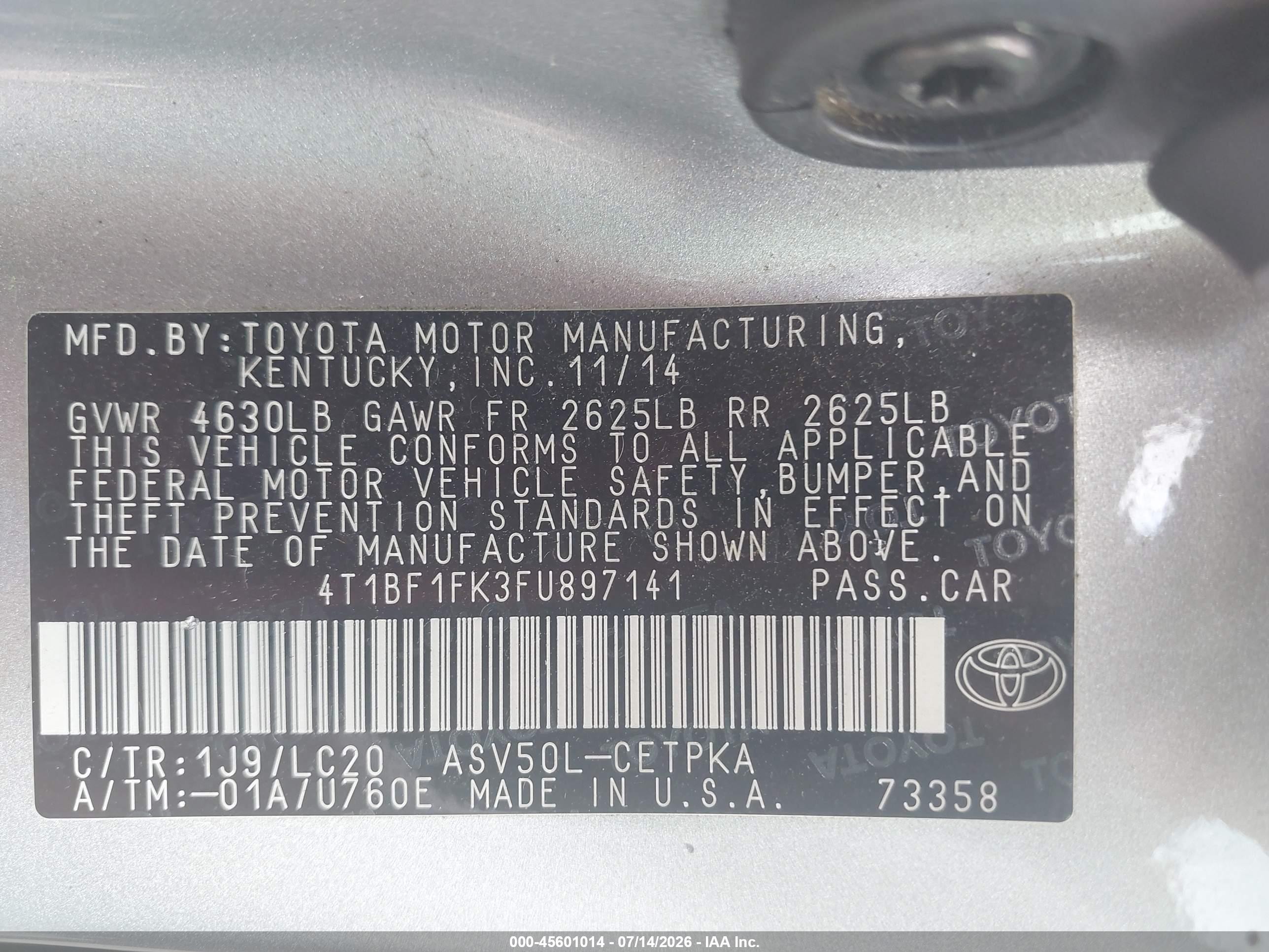 2015 Toyota Camry Xse Silver vin: 4T1BF1FK3FU897141