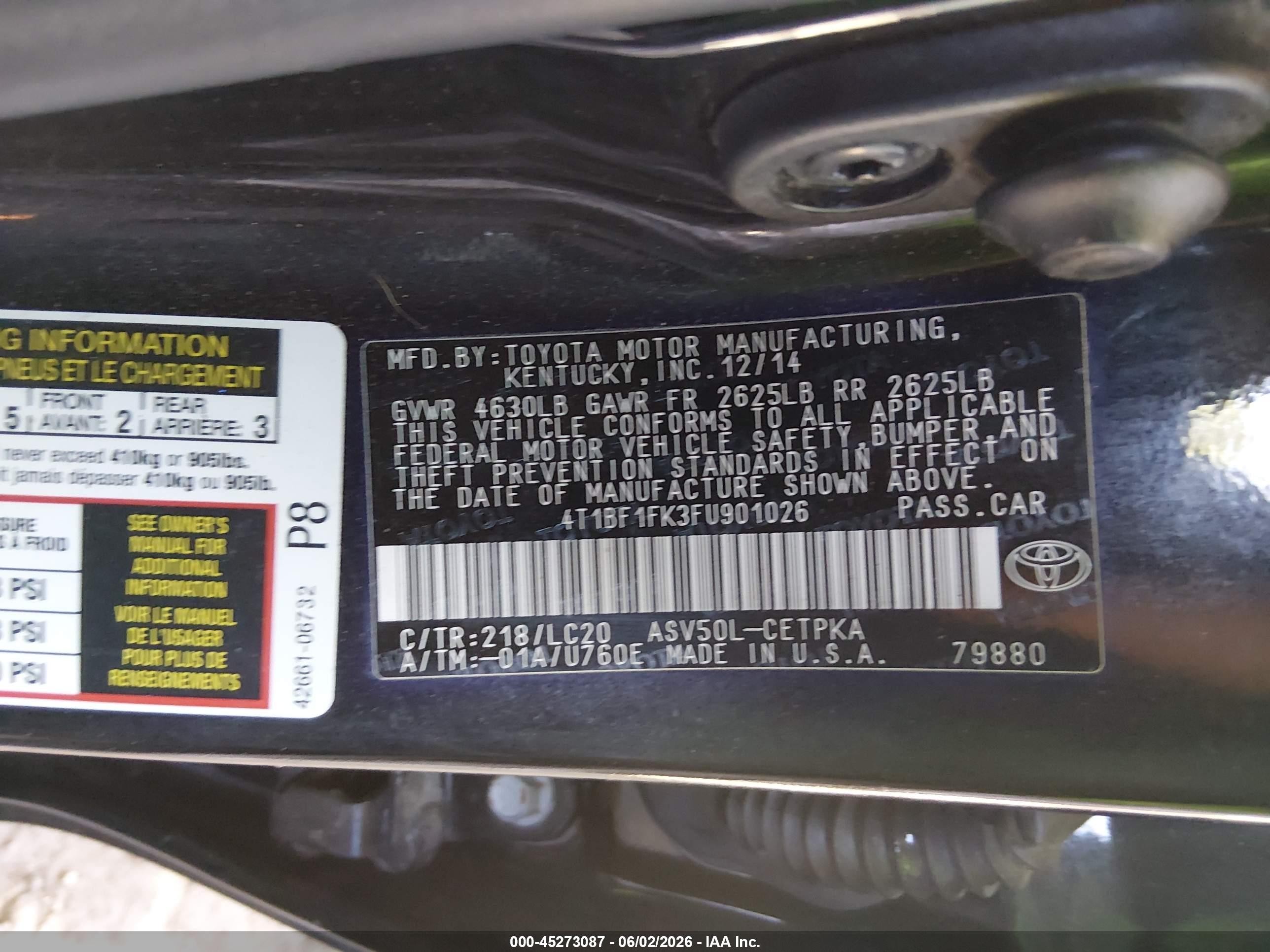 2015 Toyota Camry Xse Black vin: 4T1BF1FK3FU901026