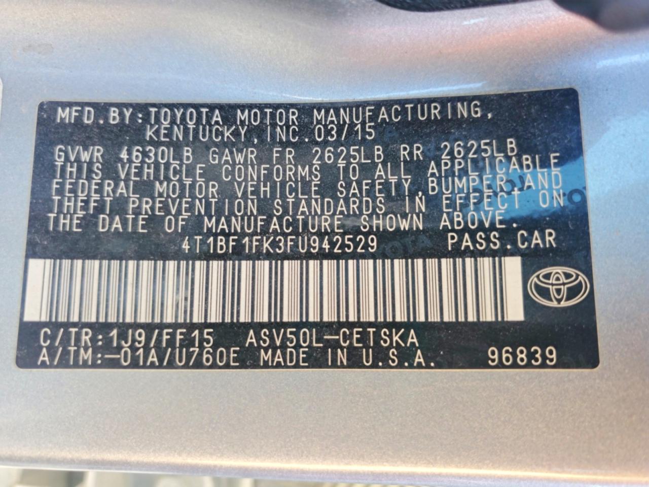 2015 Toyota Camry Se Silver vin: 4T1BF1FK3FU942529