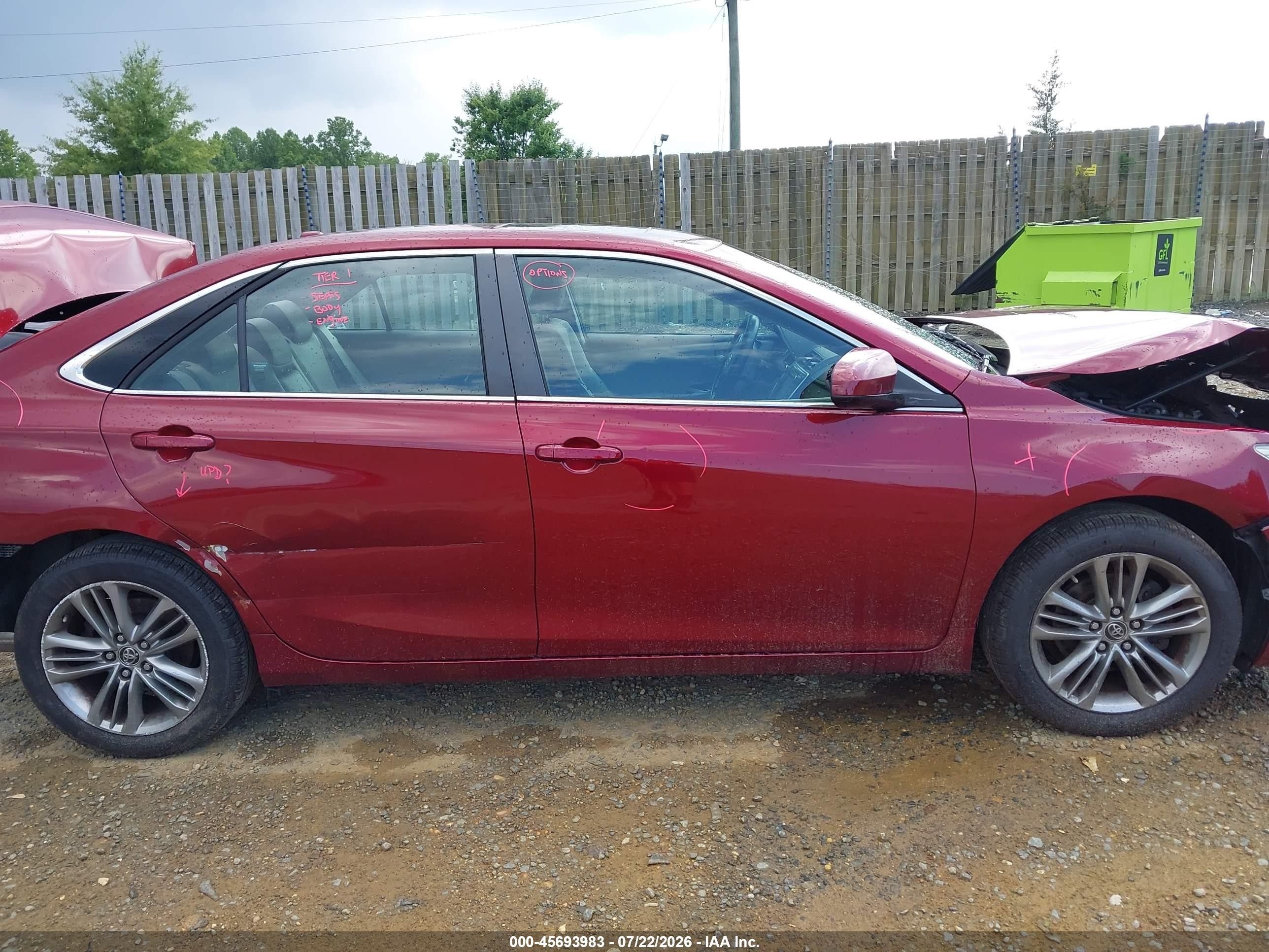 2015 Toyota Camry Se Red vin: 4T1BF1FK3FU945141