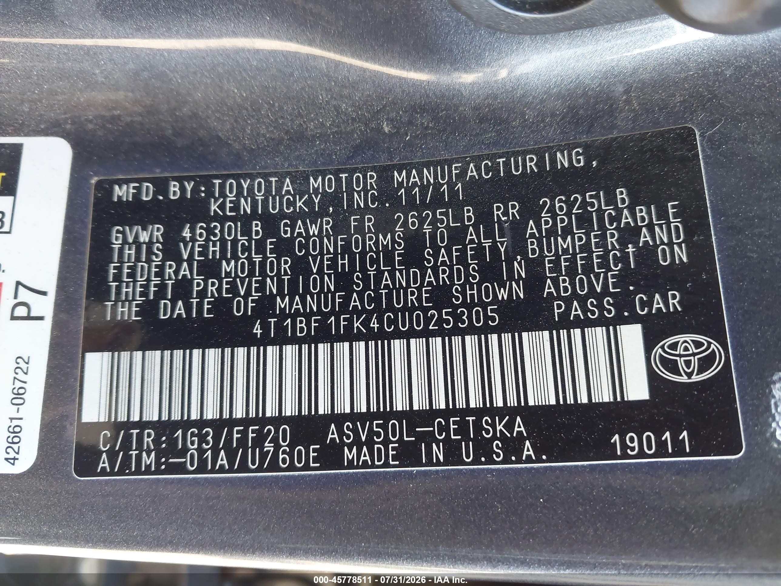 2012 Toyota Camry Se Gray vin: 4T1BF1FK4CU025305