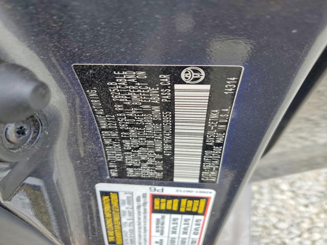 2012 Toyota Camry Le Charcoal vin: 4T1BF1FK4CU059955