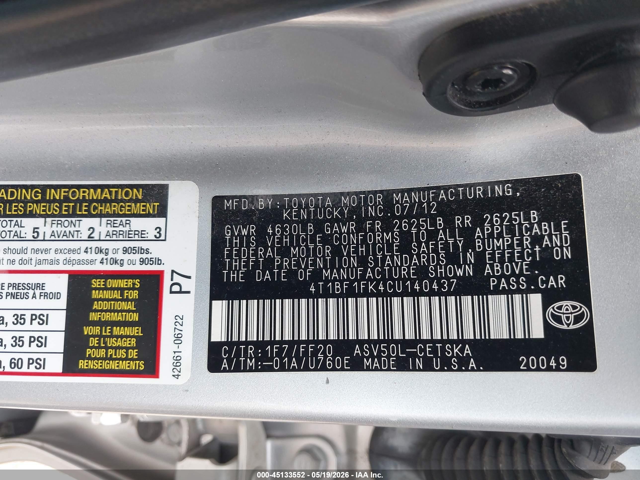 2012 Toyota Camry Se Silver vin: 4T1BF1FK4CU140437