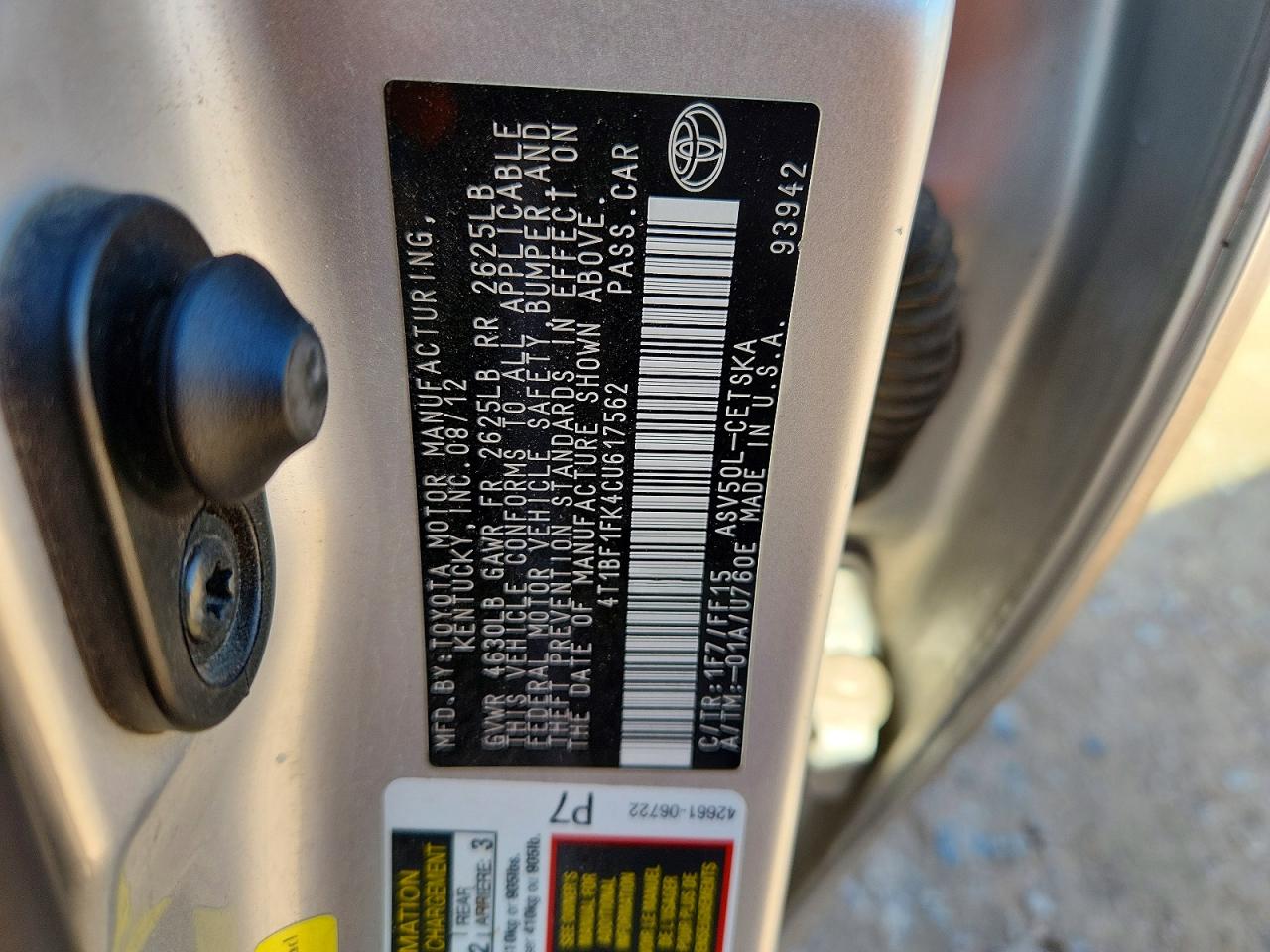 2012 Toyota Camry Se Silver vin: 4T1BF1FK4CU617562