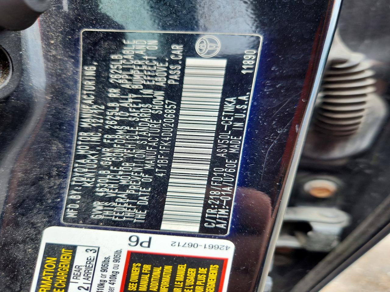 2013 Toyota Camry Le Black vin: 4T1BF1FK4DU206857