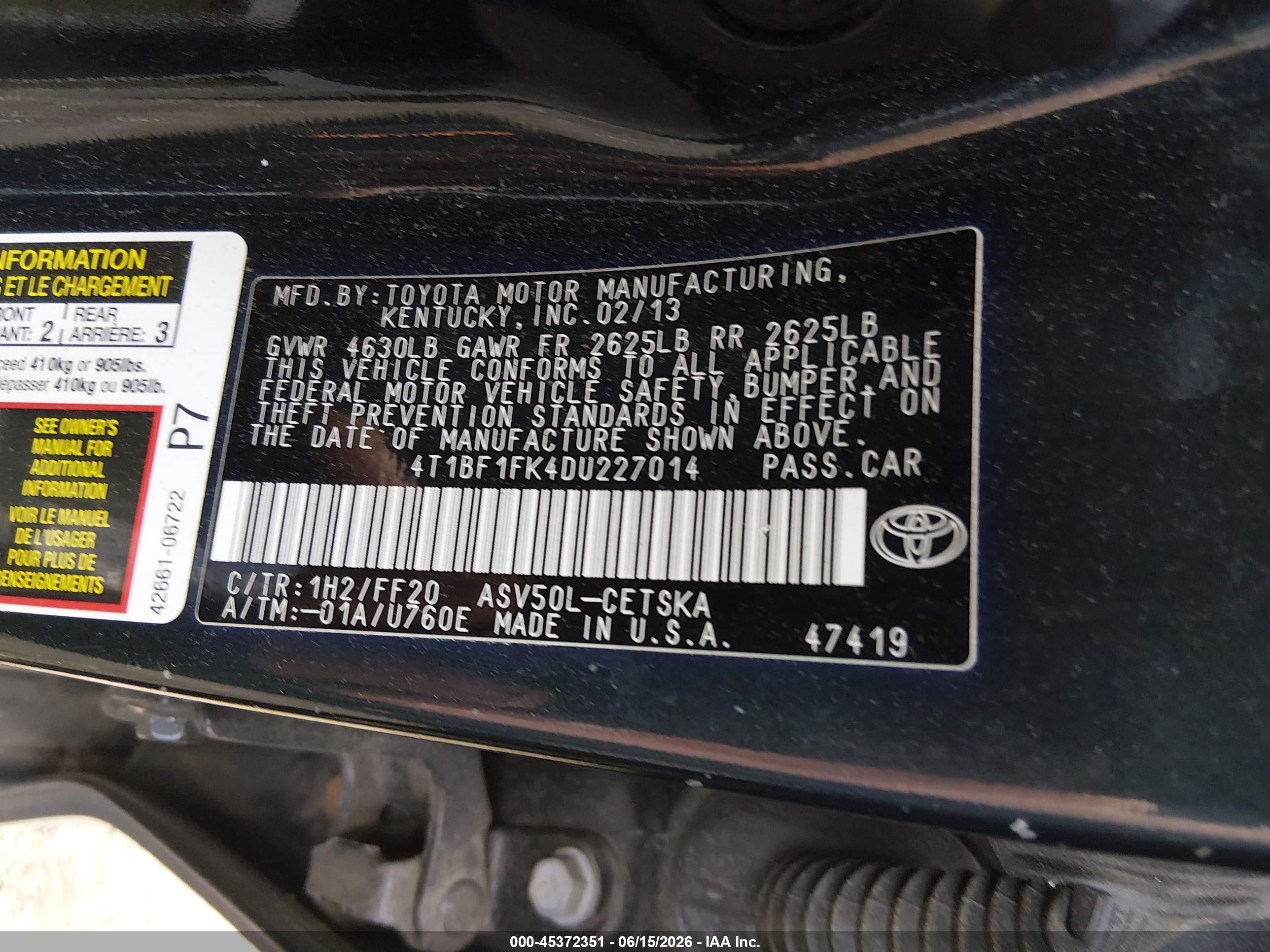 2013 Toyota Camry Se Blue vin: 4T1BF1FK4DU227014