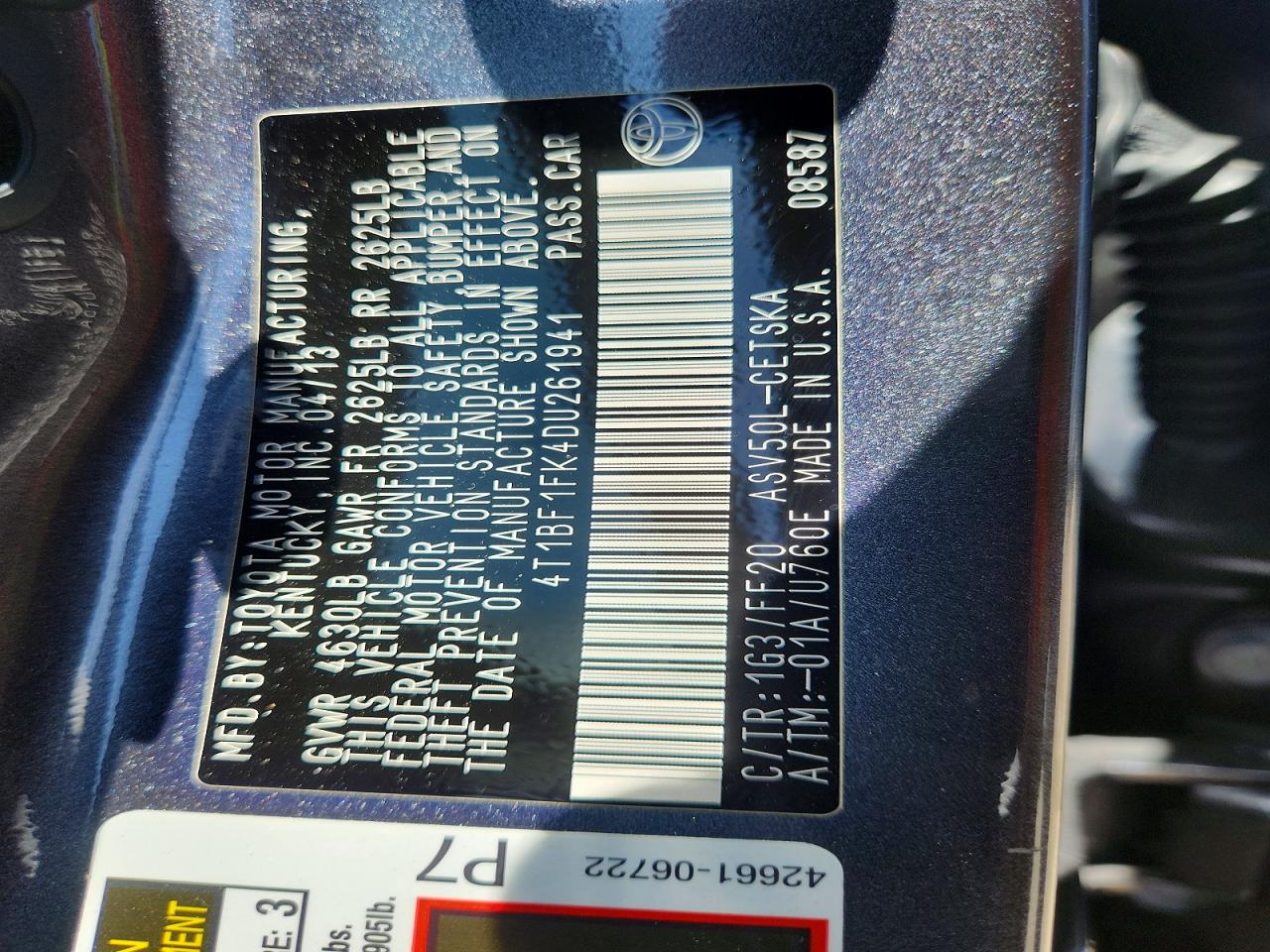2013 Toyota Camry Se Charcoal vin: 4T1BF1FK4DU261941
