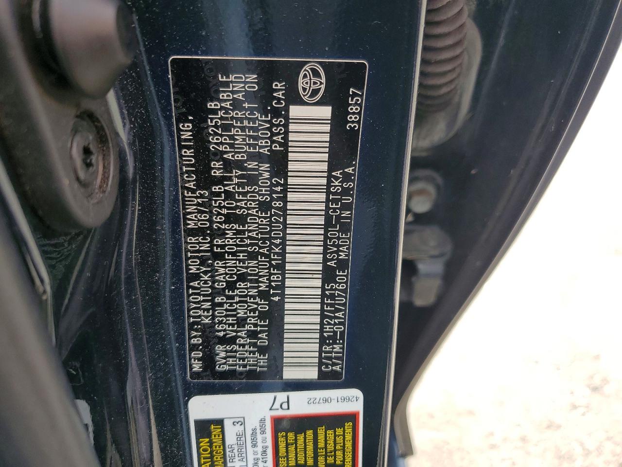 2013 Toyota Camry Se Black vin: 4T1BF1FK4DU278142