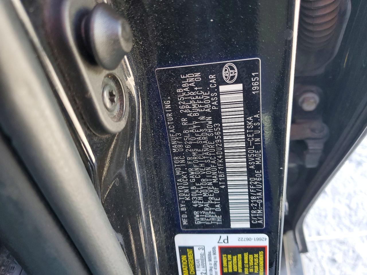 2013 Toyota Camry Se Черный vin: 4T1BF1FK4DU295653