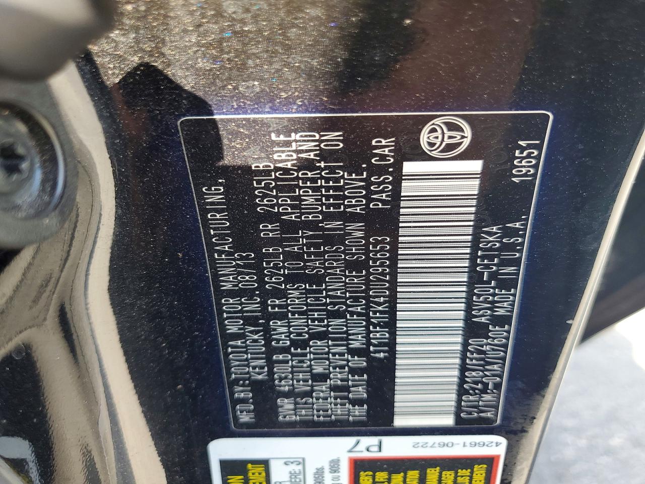 2013 Toyota Camry Se Черный vin: 4T1BF1FK4DU295653