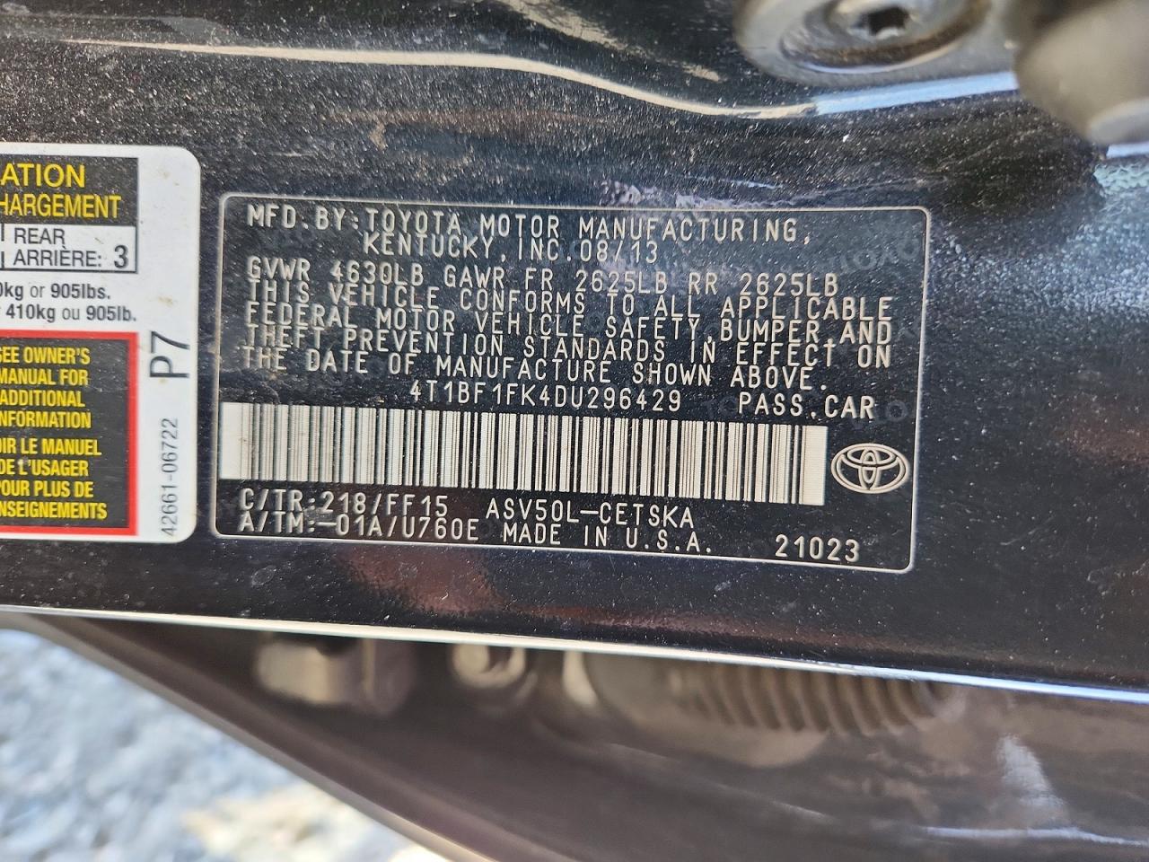 2013 Toyota Camry Se Black vin: 4T1BF1FK4DU296429