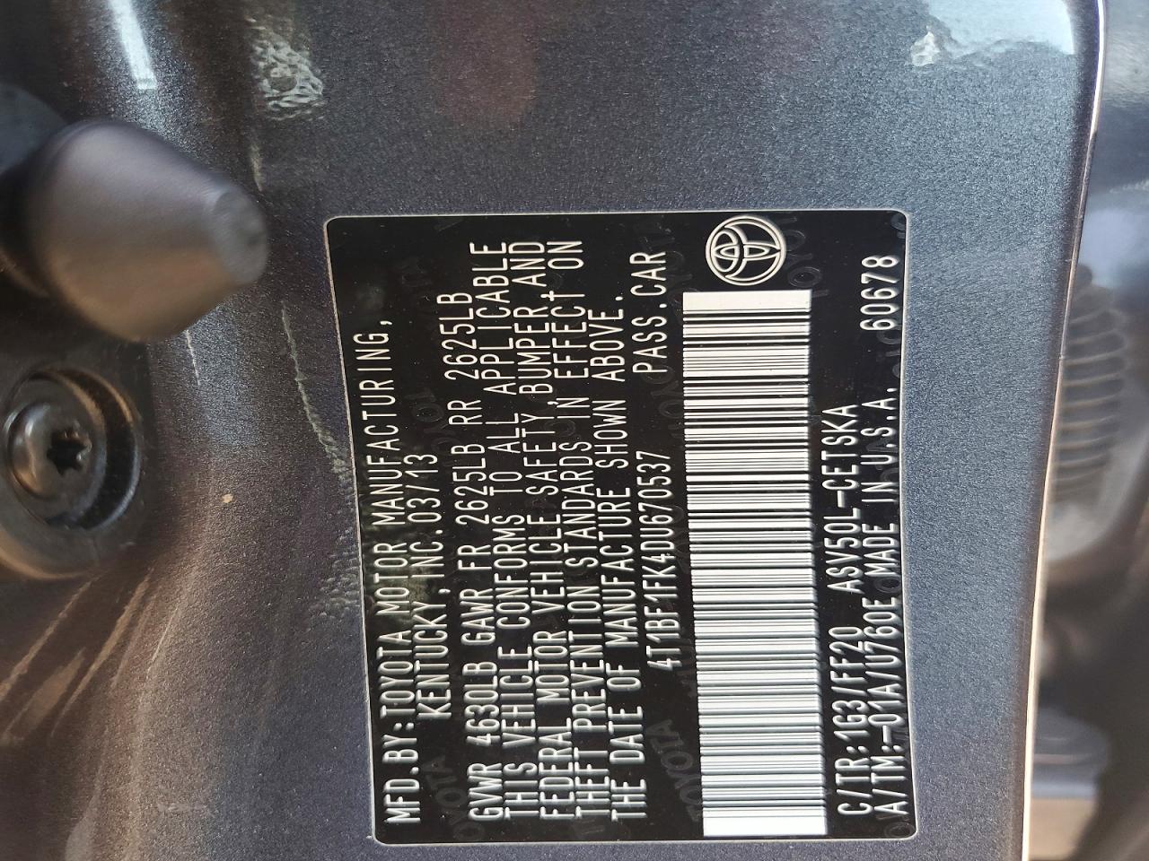 2013 Toyota Camry Se Серый vin: 4T1BF1FK4DU670537