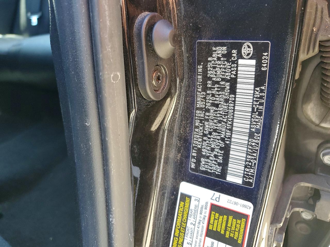 2013 Toyota Camry Se Black vin: 4T1BF1FK4DU698709