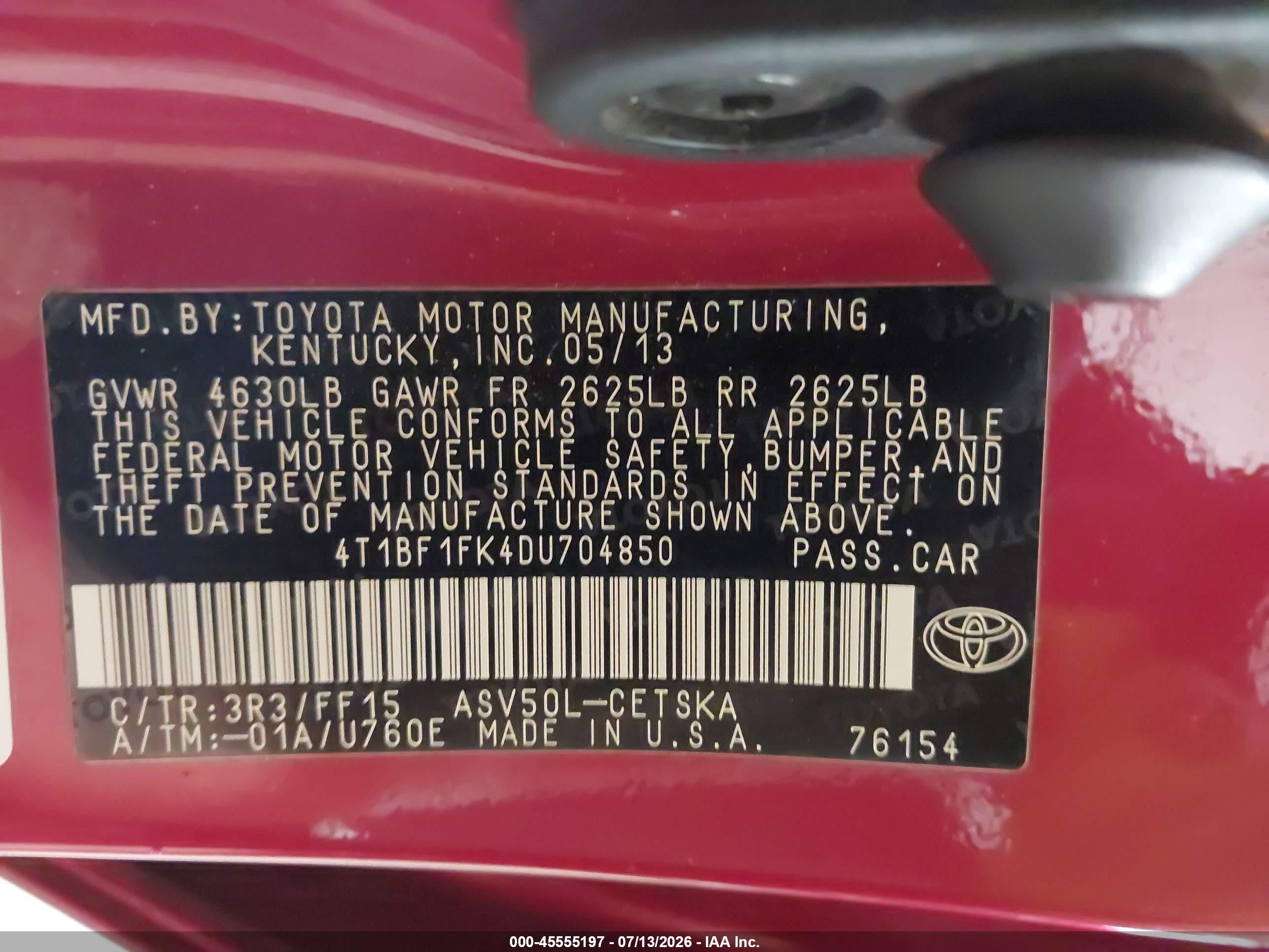 2013 Toyota Camry Se Red vin: 4T1BF1FK4DU704850