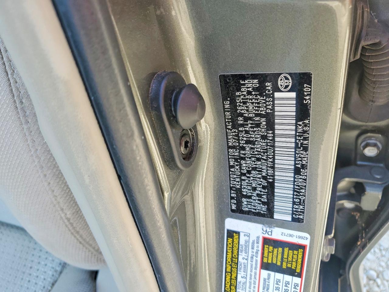 2013 Toyota Camry Le Gray vin: 4T1BF1FK4DU717484