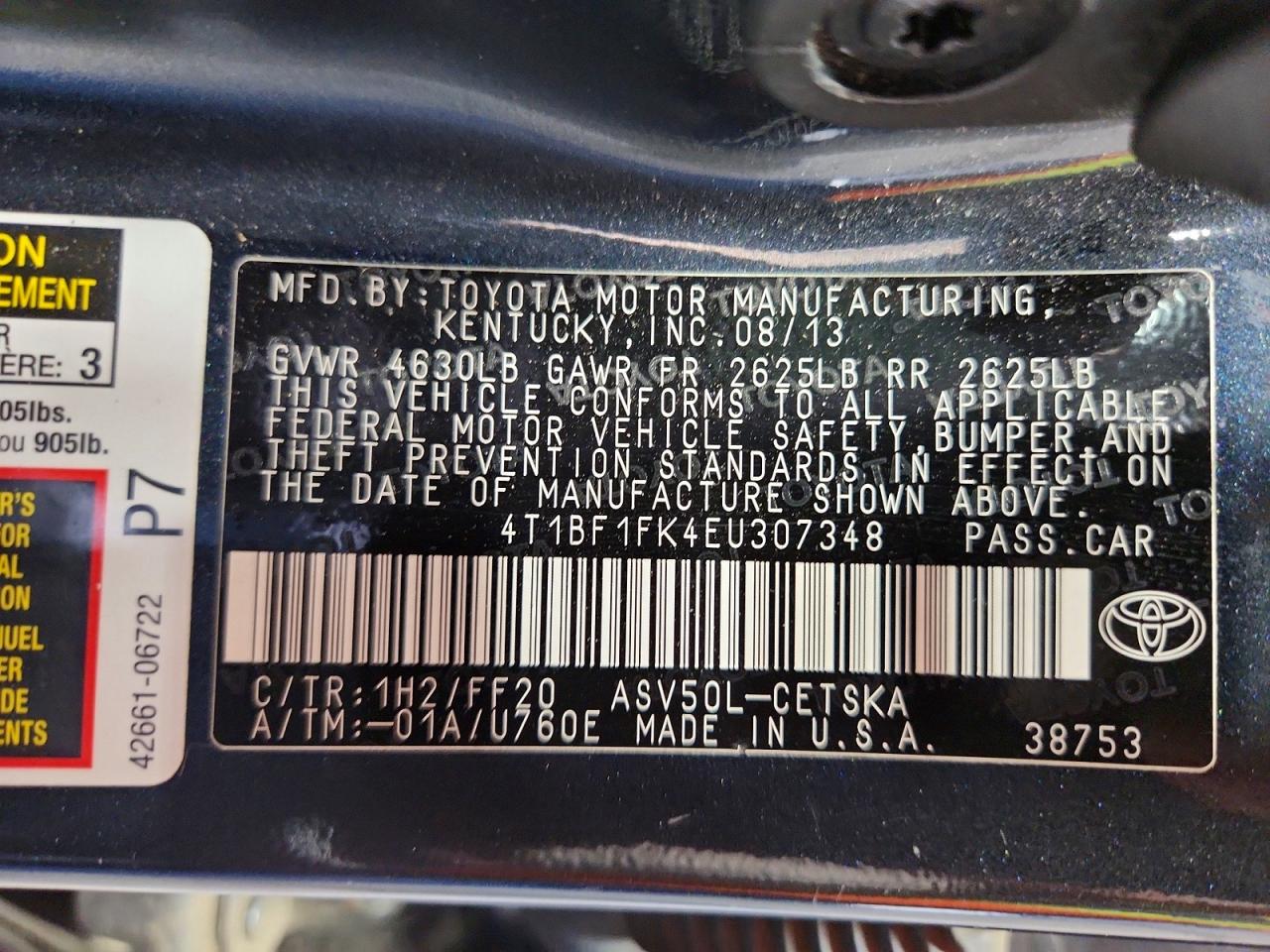 2014 Toyota Camry Se Charcoal vin: 4T1BF1FK4EU307348