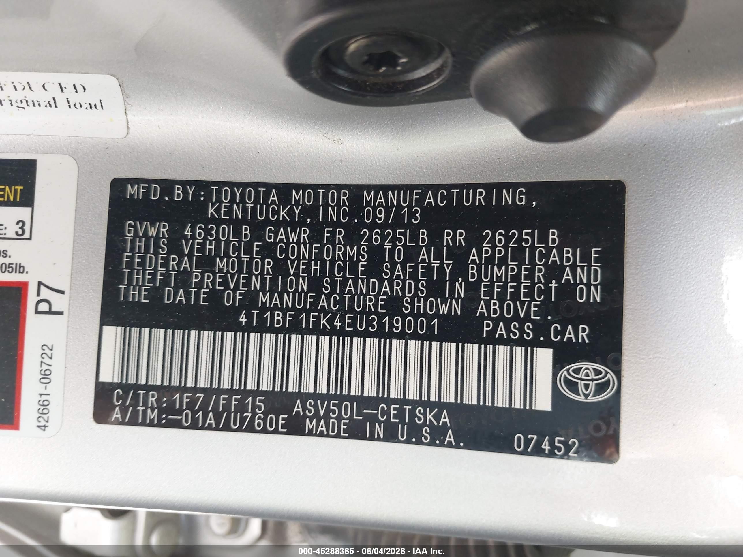 2014 Toyota Camry Se Silver vin: 4T1BF1FK4EU319001