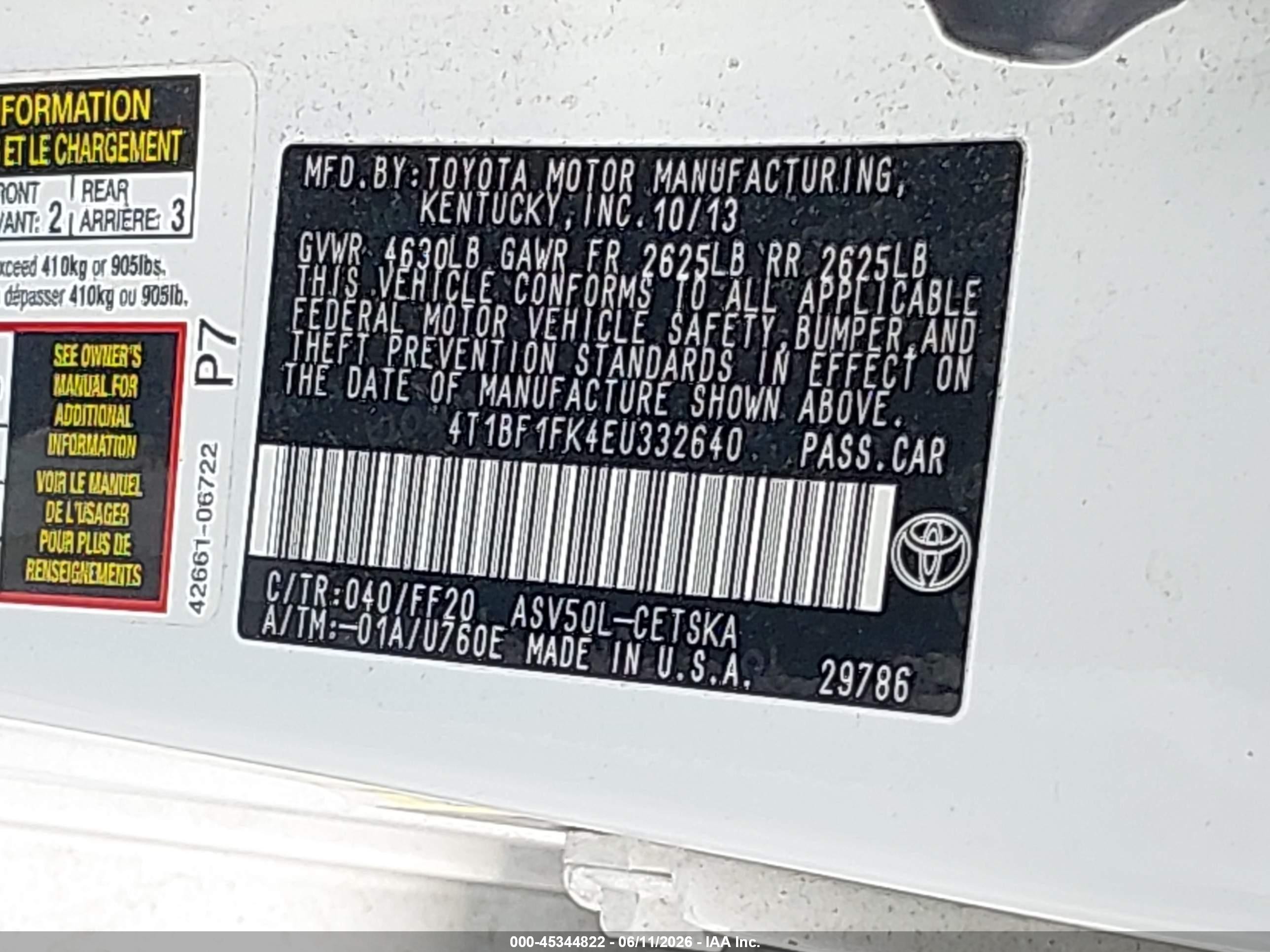 2014 Toyota Camry Se White vin: 4T1BF1FK4EU332640