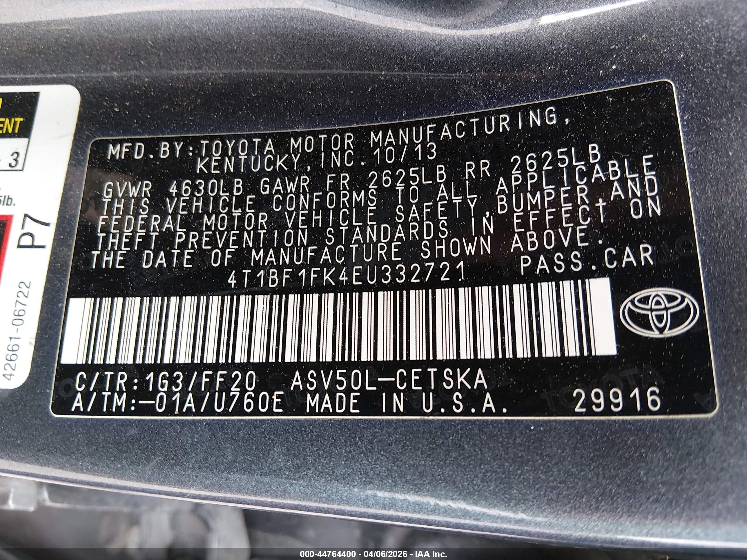 2014 Toyota Camry Se Gray vin: 4T1BF1FK4EU332721