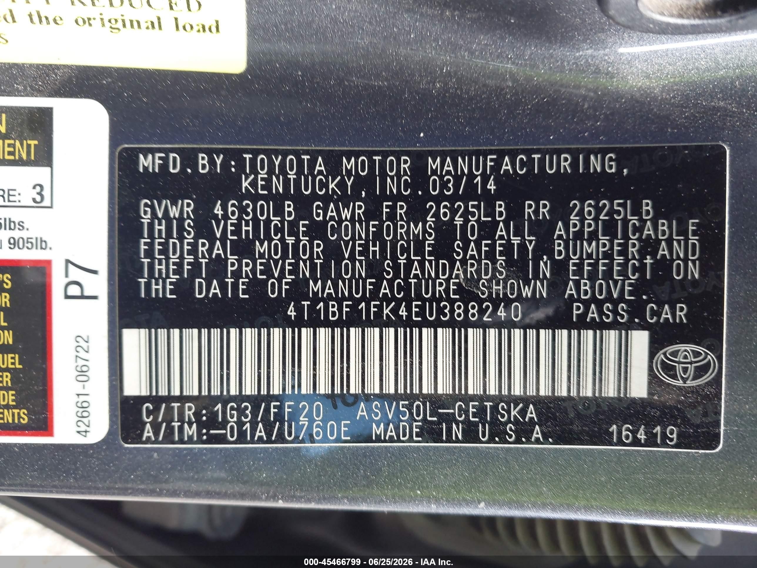 2014 Toyota Camry Se Gray vin: 4T1BF1FK4EU388240