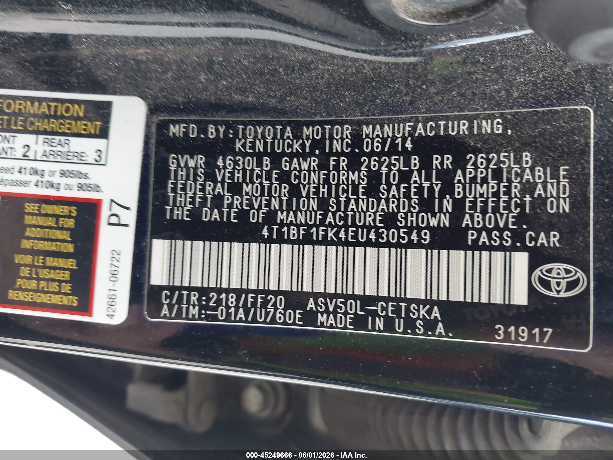 2014 Toyota Camry Se Black vin: 4T1BF1FK4EU430549