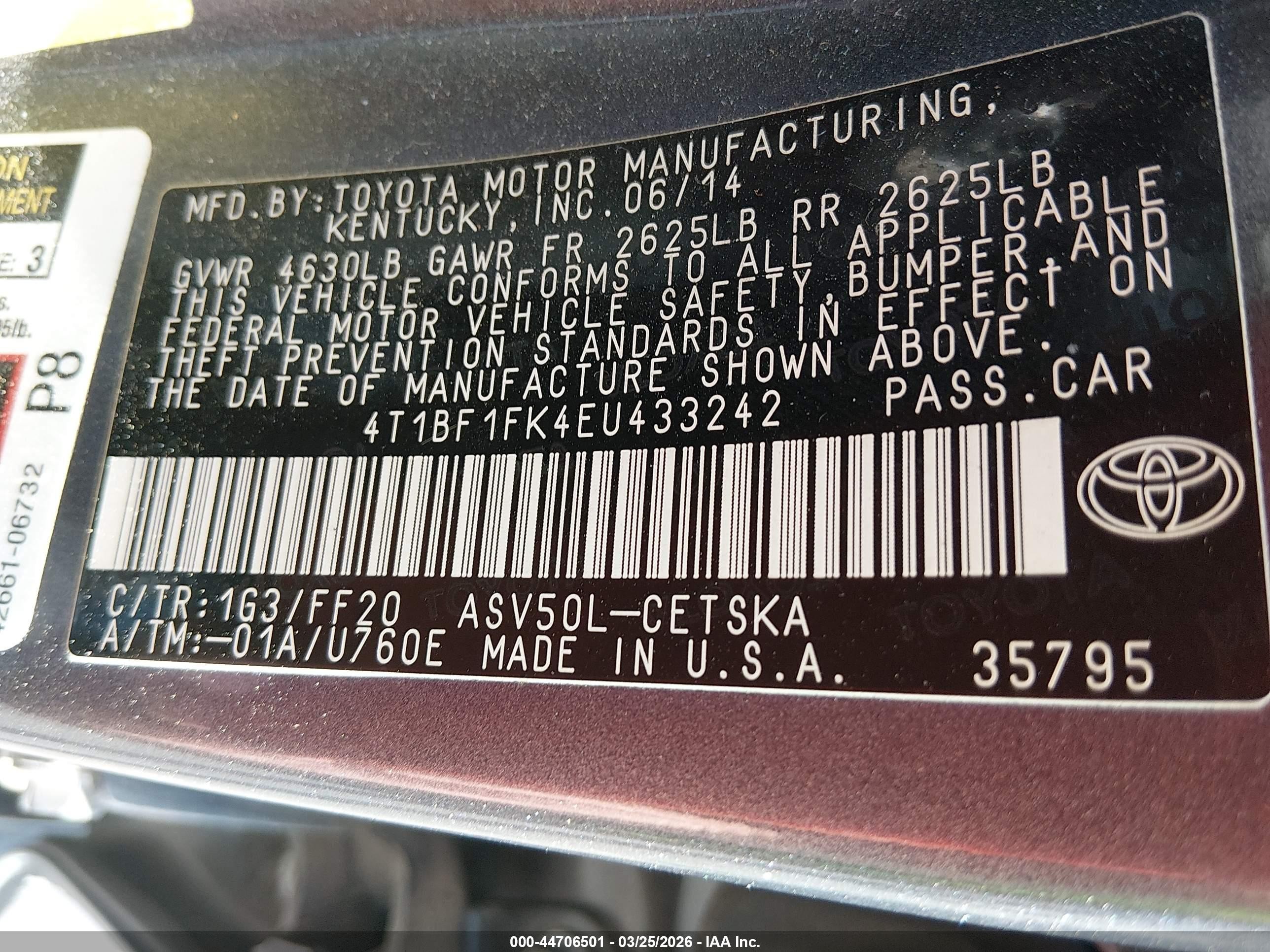 2014 Toyota Camry Se Sport Black vin: 4T1BF1FK4EU433242