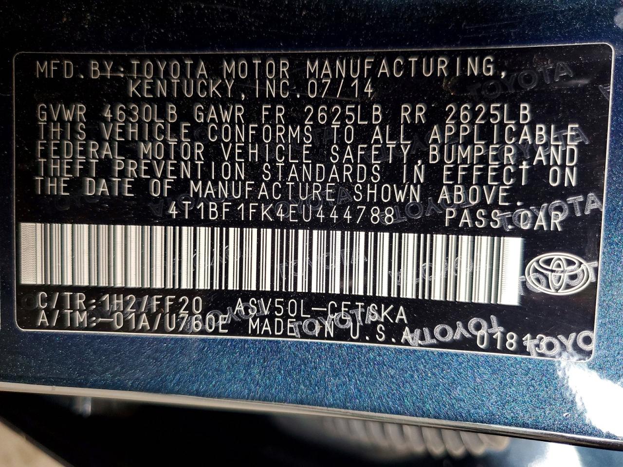 2014 Toyota Camry Se Blue vin: 4T1BF1FK4EU444788