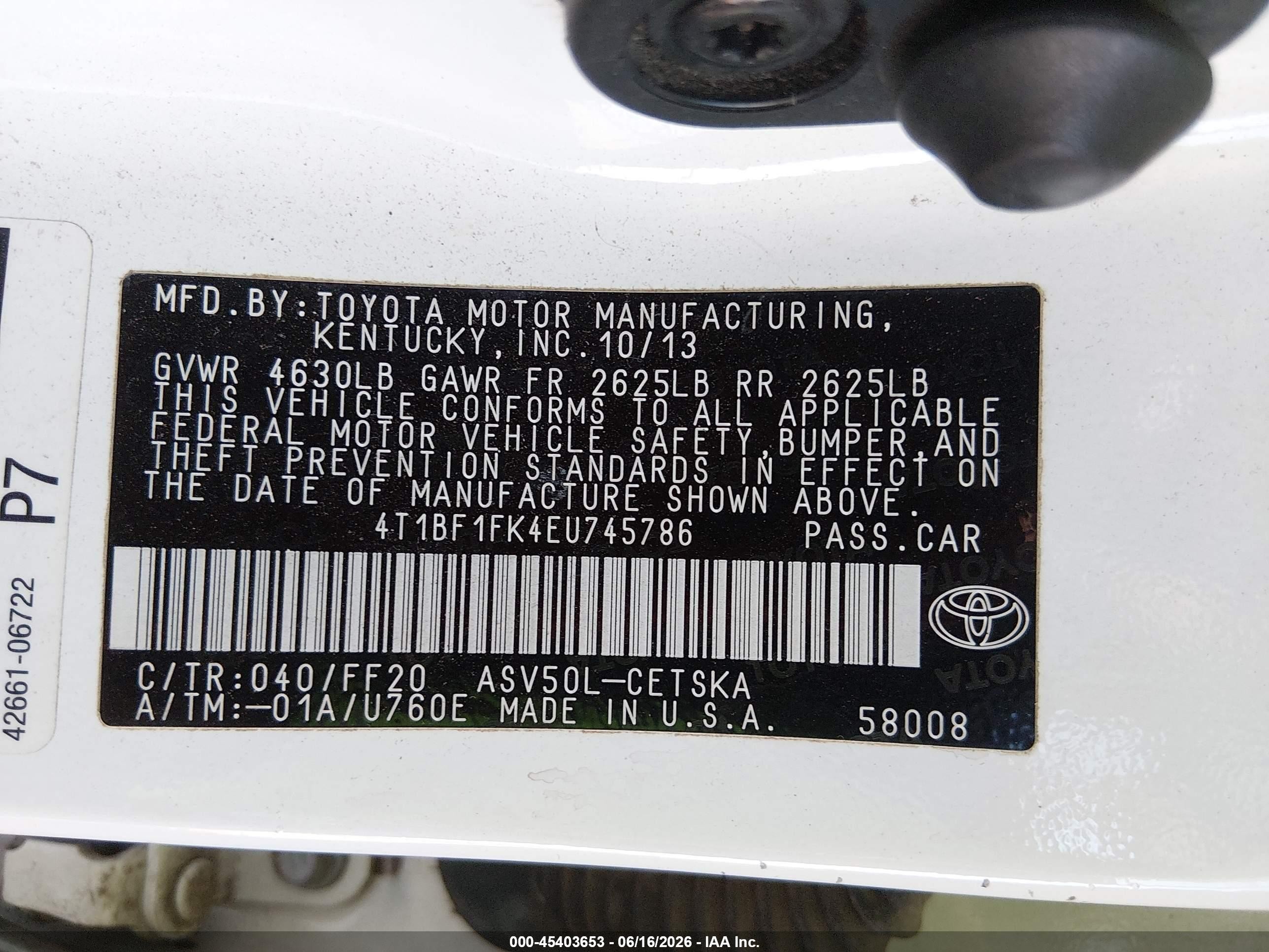 2014 Toyota Camry Se Белый vin: 4T1BF1FK4EU745786