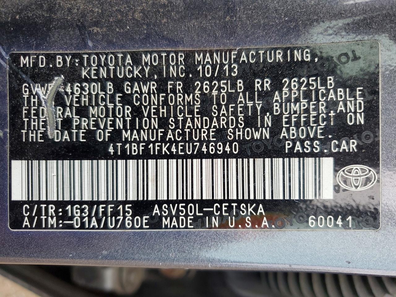 2014 Toyota Camry Se Gray vin: 4T1BF1FK4EU746940