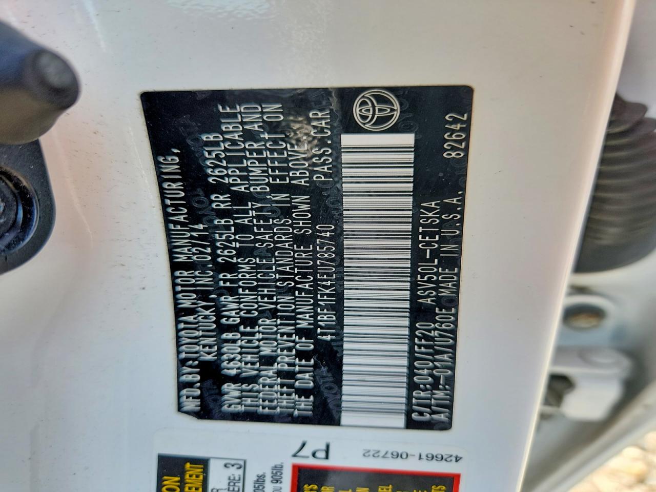 2014 Toyota Camry Se White vin: 4T1BF1FK4EU785740