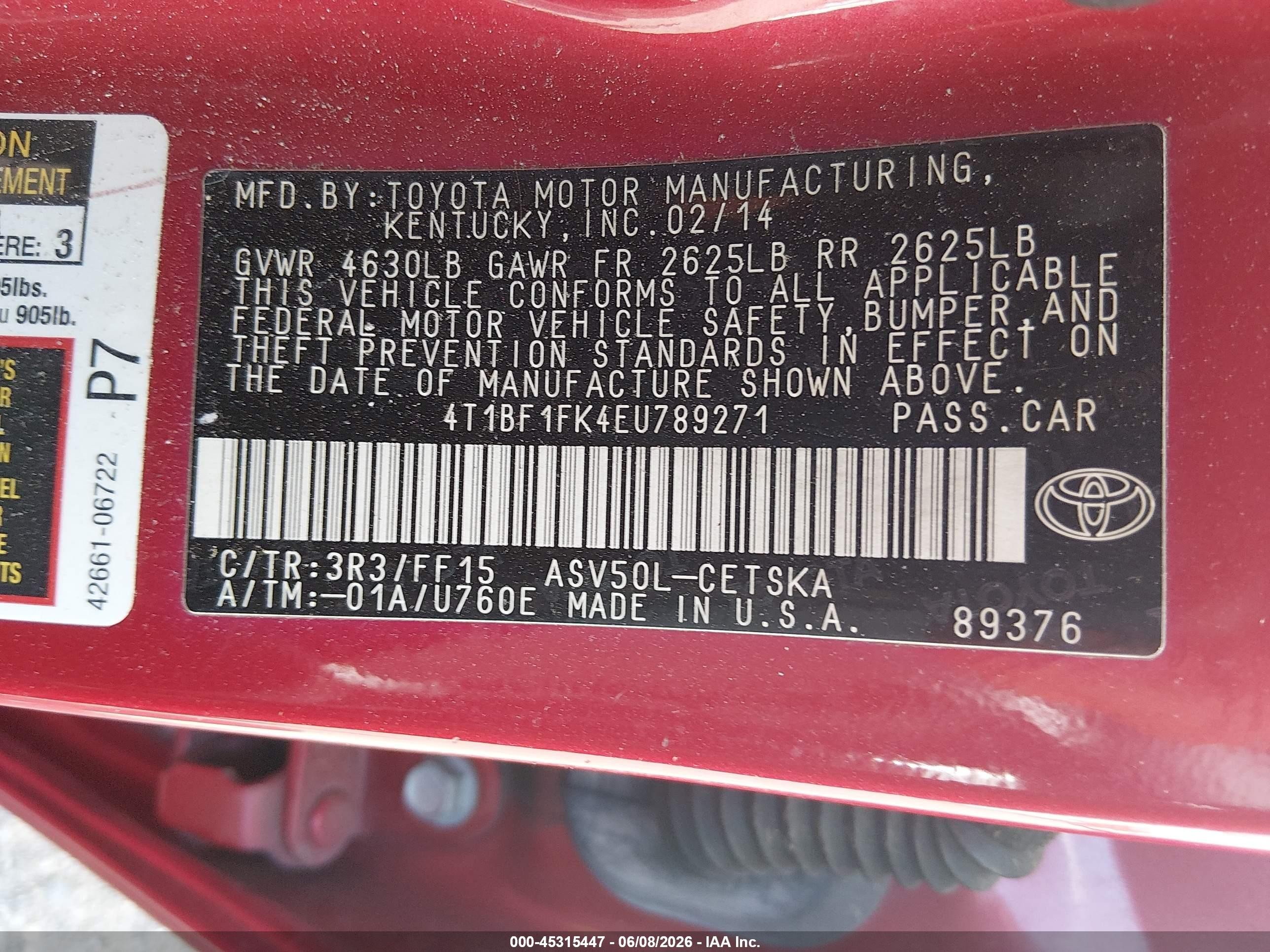 2014 Toyota Camry Se Красный vin: 4T1BF1FK4EU789271
