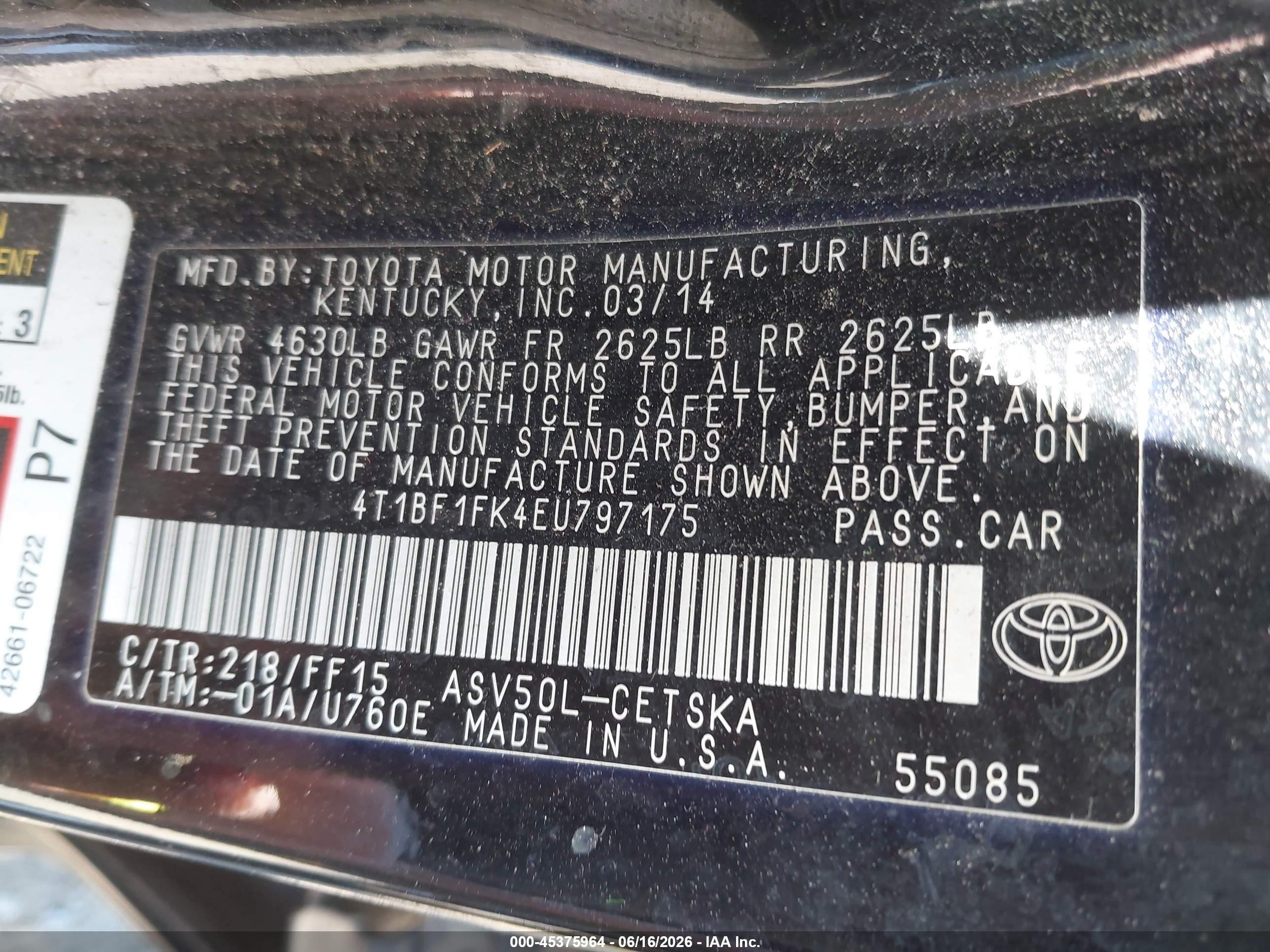 2014 Toyota Camry Se Black vin: 4T1BF1FK4EU797175