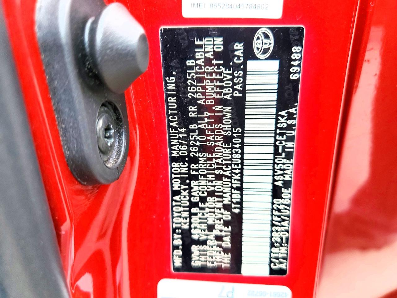 2014 Toyota Camry Se Red vin: 4T1BF1FK4EU834015