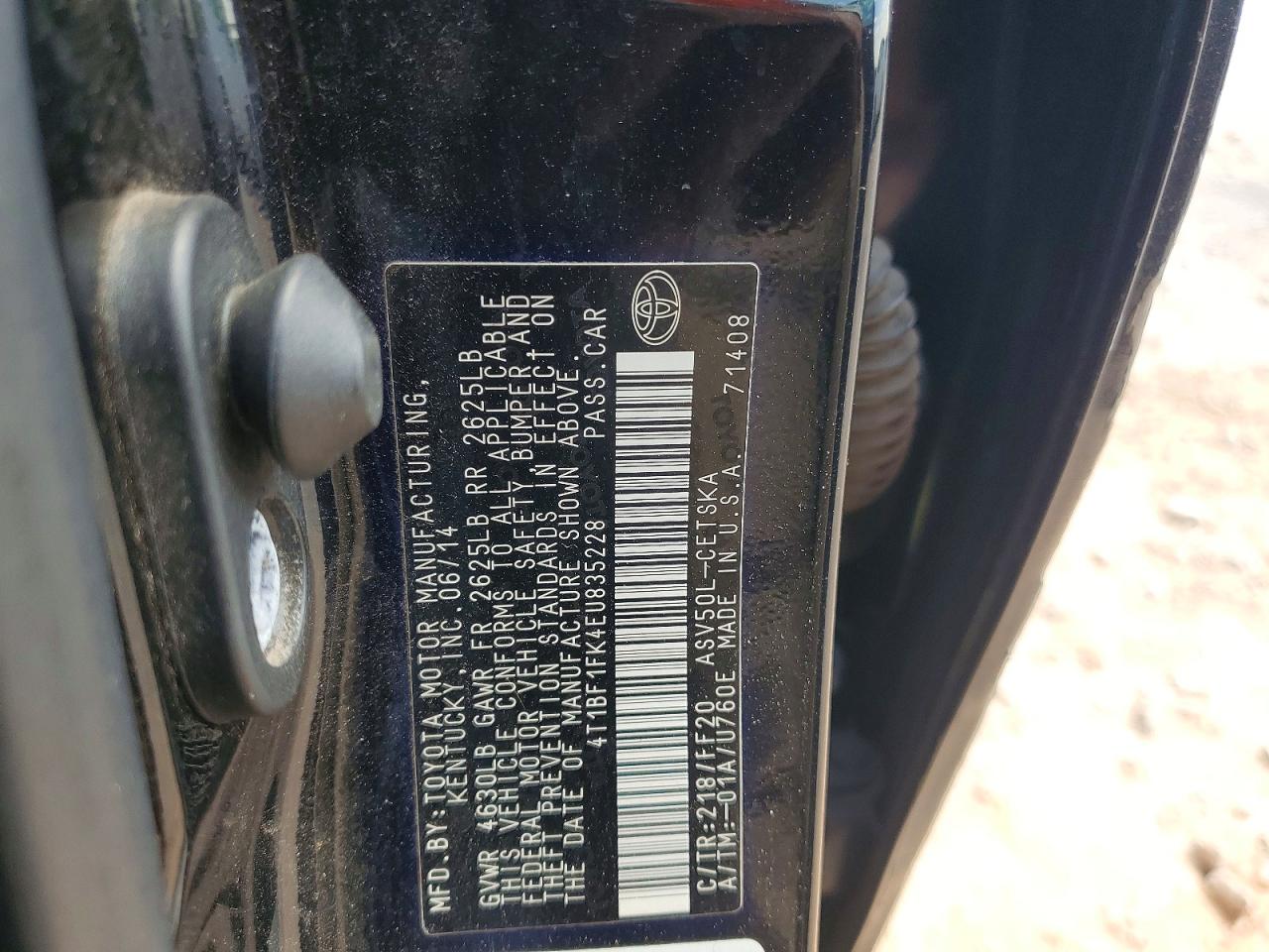 2014 Toyota Camry Se Sport Black vin: 4T1BF1FK4EU835228