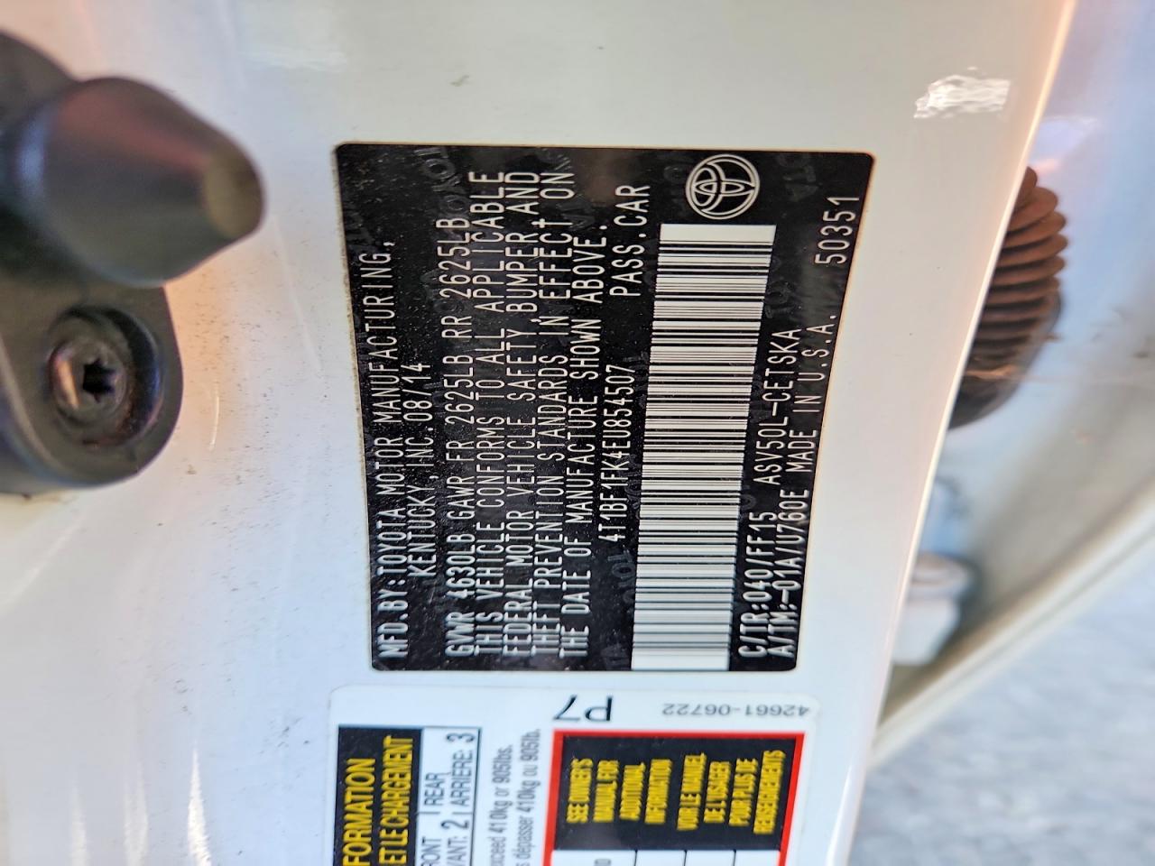 2014 Toyota Camry Se Белый vin: 4T1BF1FK4EU854507
