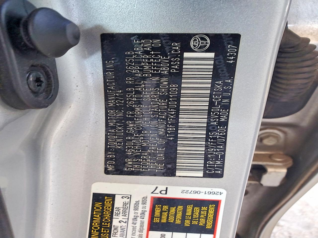 2015 Toyota Camry Se Silver vin: 4T1BF1FK4FU011098