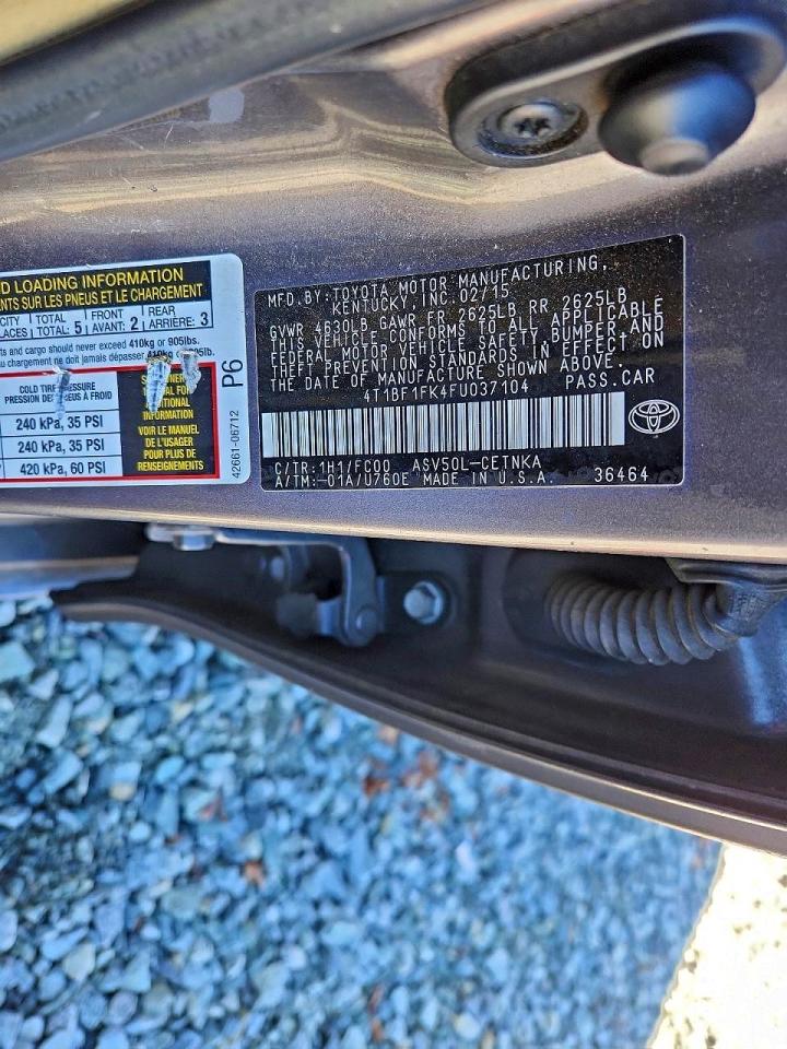 2015 Toyota Camry Le Серый vin: 4T1BF1FK4FU037104